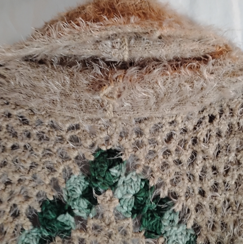 Vintage soho chick hand embroidery Mohair vest shabby boho retro hipster - Picture 3 of 12